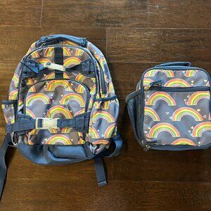 Pottery Barn Kid MacKenzie 16" Backpack blue with Rainbows
